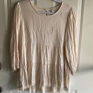 Cato Cream Tiered Women's Blouse